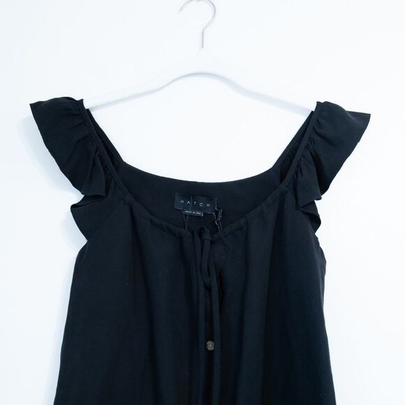 NEW Hatch Collection Jenna Ruffle Button Front Midi Dress Black Maternity XS - Picture 7 of 11